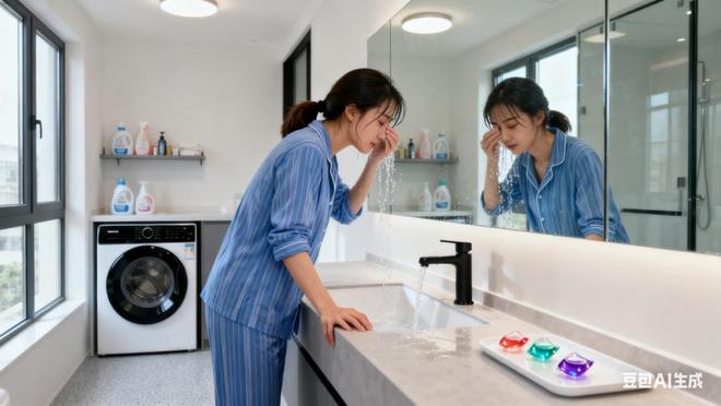 一个动作差点失明！这东西你家也有！pg模拟器试玩警惕！女子洗衣服时(图2)